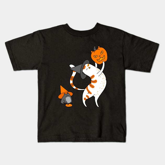 Halloween cat Kids T-Shirt by Summyjaye